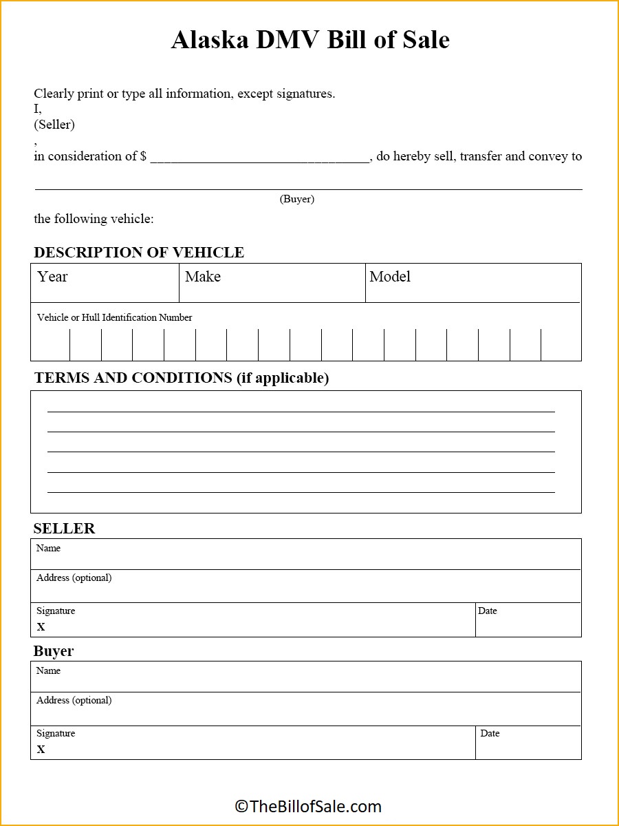 DMV Alaska Bill of Sale