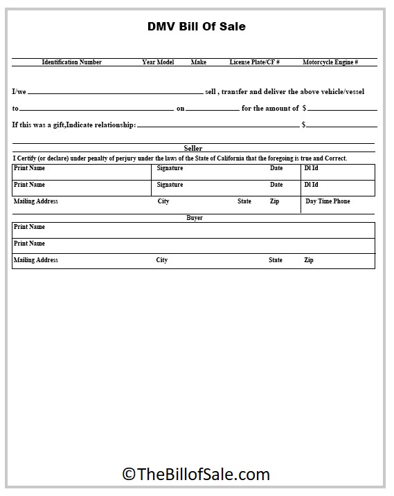 DMV Bill of Sale