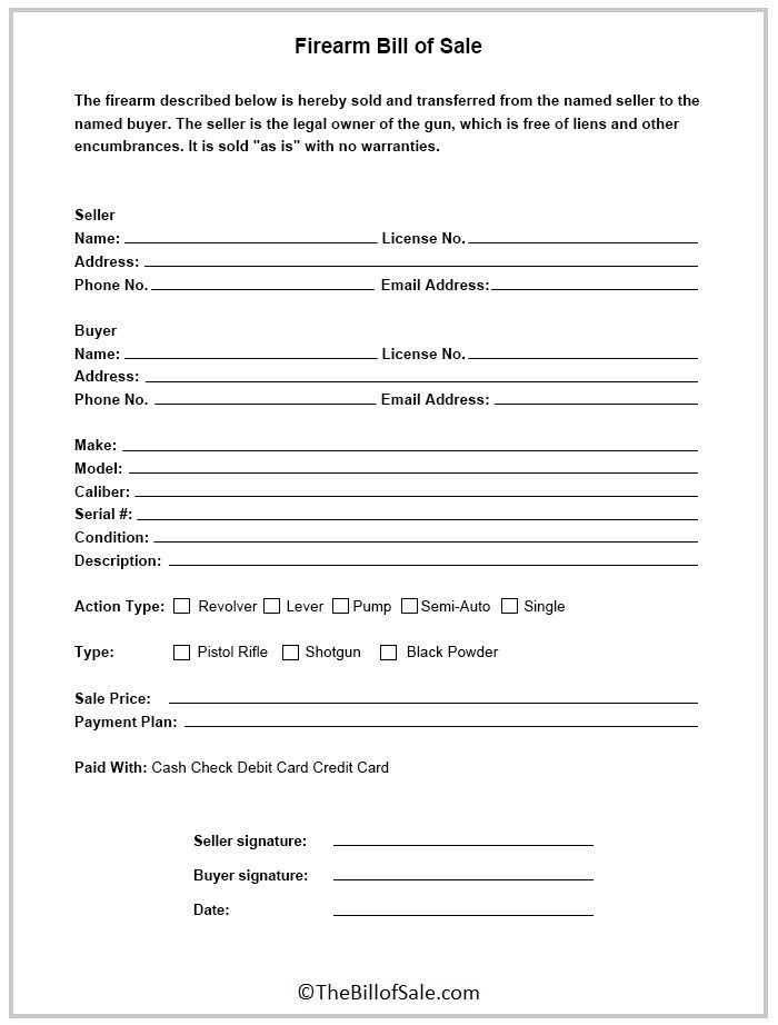 Firearm Bill of Sale