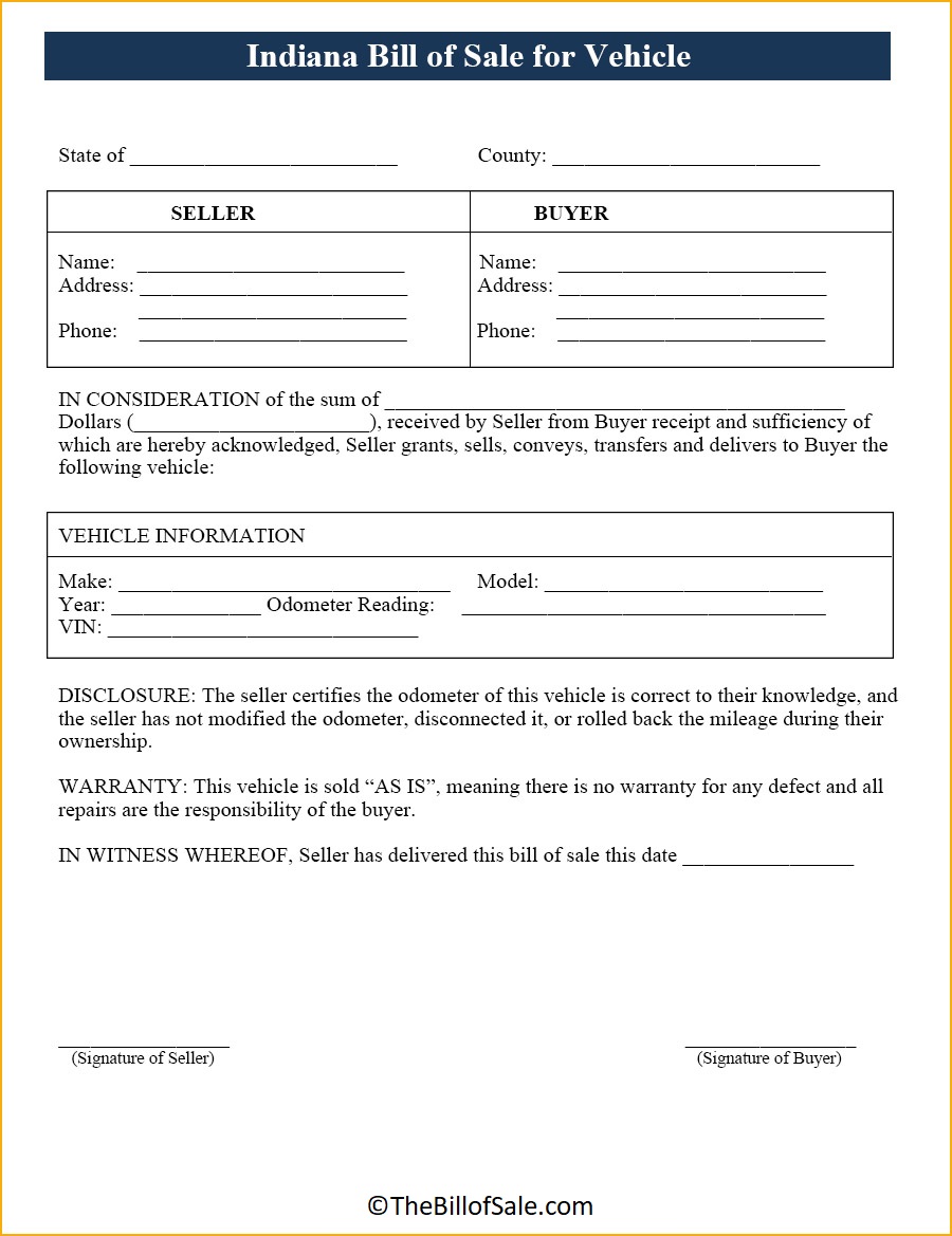 Indiana-Bill-of-Sale-for-Vehicle