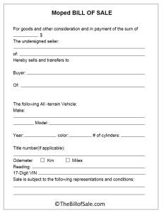 Bill of Sale For Moped