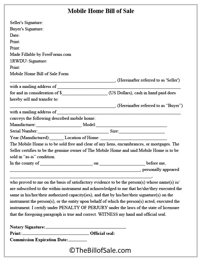 mobile-home-bill-of-sale-Form